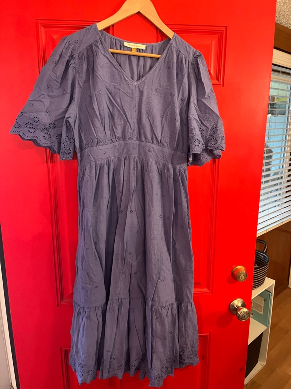 Downeast Eyelet Midi Dress in Dusty Blue size XL